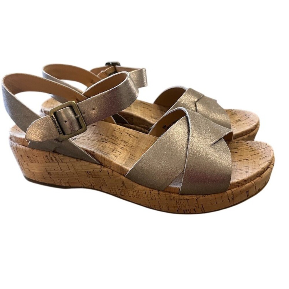 Kork-Ease Myrna 2.0 Wedge Sandals Womens 8M Gold Metallic Strappy